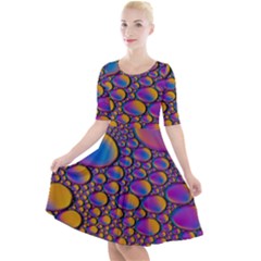 Bubble Color Quarter Sleeve A-line Dress