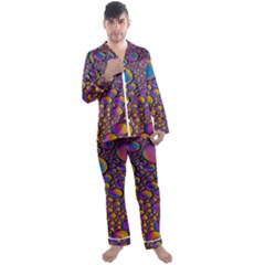 Bubble Color Men s Long Sleeve Satin Pajamas Set