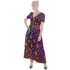 Bubble Color Button Up Short Sleeve Maxi Dress by artworkshop