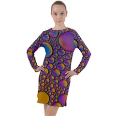 Bubble Color Long Sleeve Hoodie Dress by artworkshop