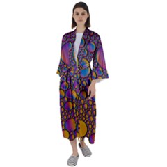 Bubble Color Maxi Satin Kimono