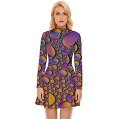 Bubble Color Long Sleeve Velour Longline Dress by artworkshop