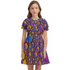 Bubble Color Kids  Bow Tie Puff Sleeve Dress by artworkshop