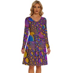 Bubble Color Long Sleeve Dress With Pocket by artworkshop