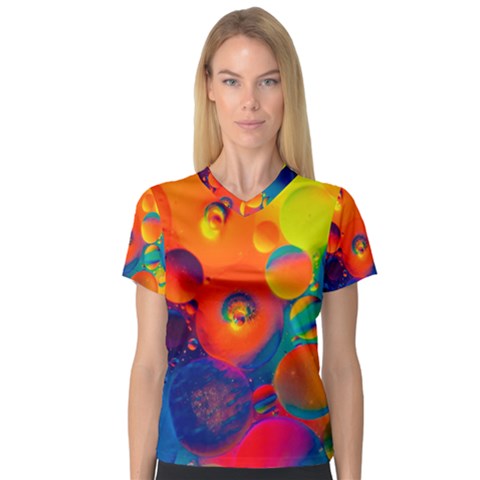 Colorfull Pattern V-neck Sport Mesh Tee by artworkshop