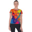 Colorfull pattern Short Sleeve Sports Top  View1