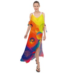 Colorfull Pattern Maxi Chiffon Cover Up Dress by artworkshop