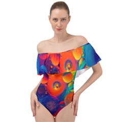 Colorfull Pattern Off Shoulder Velour Bodysuit  by artworkshop