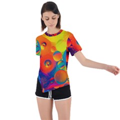 Colorfull Pattern Asymmetrical Short Sleeve Sports Tee by artworkshop