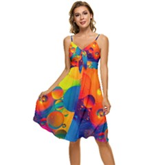 Colorfull Pattern Sleeveless Tie Front Chiffon Dress by artworkshop