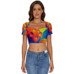 Colorfull Pattern Short Sleeve Square Neckline Crop Top  by artworkshop