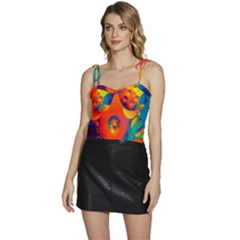 Colorfull Pattern Flowy Camisole Tie Up Top by artworkshop