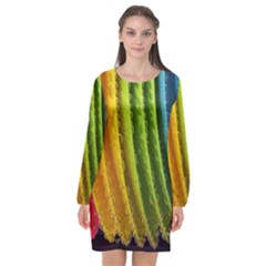  Colorful Illustrations Long Sleeve Chiffon Shift Dress  by artworkshop