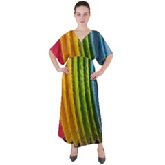  Colorful Illustrations V-neck Boho Style Maxi Dress