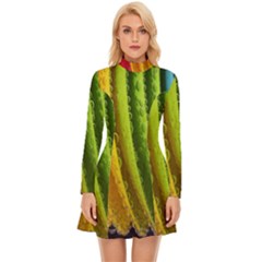  Colorful Illustrations Long Sleeve Velour Longline Dress