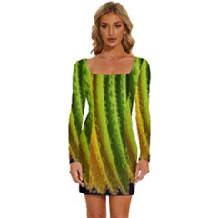  Colorful Illustrations Long Sleeve Square Neck Bodycon Velour Dress by artworkshop