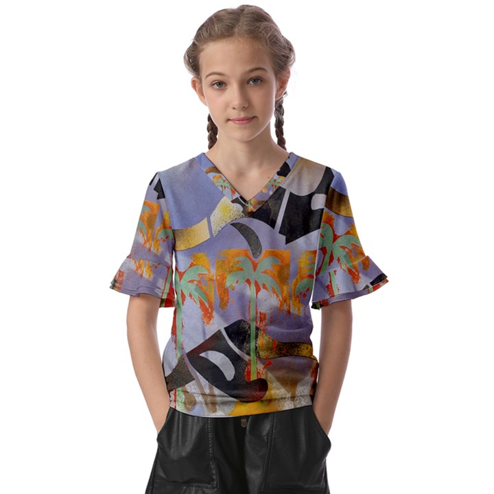 LeRoyJacks Kids  V-Neck Horn Sleeve Blouse