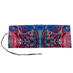 Cobalt Arabesque Roll Up Canvas Pencil Holder (s)