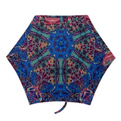 Cobalt Arabesque Mini Folding Umbrellas by kaleidomarblingart