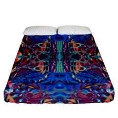 Cobalt Arabesque Fitted Sheet (queen Size) by kaleidomarblingart