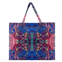 Cobalt Arabesque Zipper Large Tote Bag