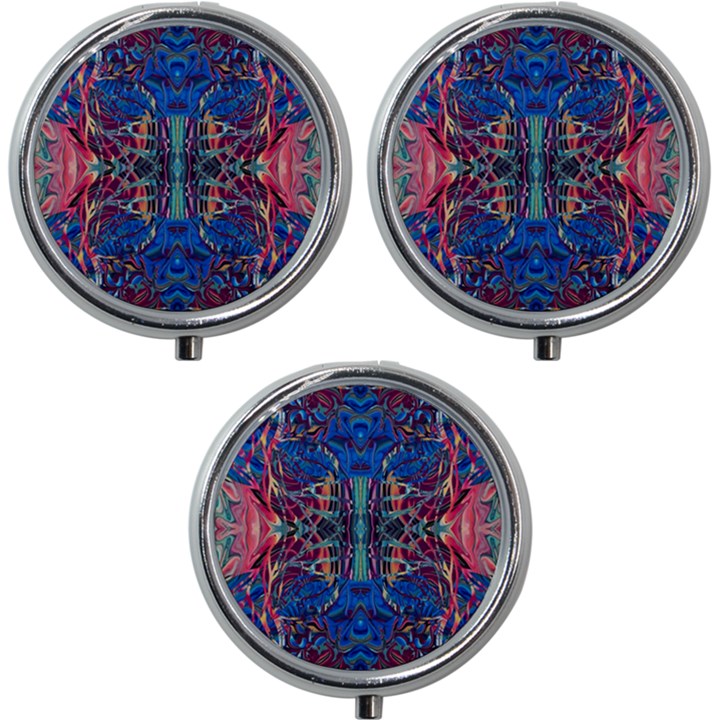 Cobalt arabesque Mini Round Pill Box (Pack of 3)