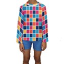 Square Plaid Checkered Pattern Kids  Long Sleeve Swimwear View1