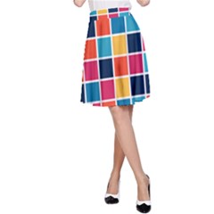 Square Plaid Checkered Pattern A-line Skirt by Ravend