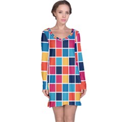 Square Plaid Checkered Pattern Long Sleeve Nightdress by Ravend