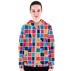 Square Plaid Checkered Pattern Women s Zipper Hoodie by Ravend