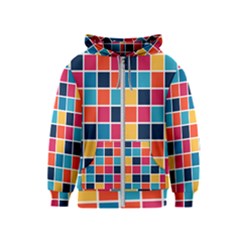 Square Plaid Checkered Pattern Kids  Zipper Hoodie by Ravend