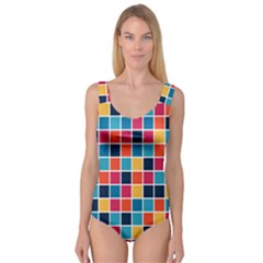 Square Plaid Checkered Pattern Princess Tank Leotard  by Ravend