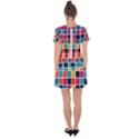 Square Plaid Checkered Pattern Drop Hem Mini Chiffon Dress View2