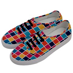 Square Plaid Checkered Pattern Men s Classic Low Top Sneakers by Ravend