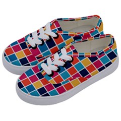 Square Plaid Checkered Pattern Kids  Classic Low Top Sneakers by Ravend