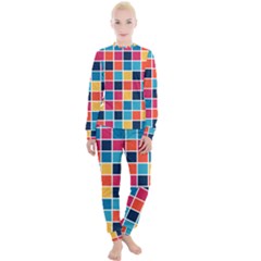 Square Plaid Checkered Pattern Women s Lounge Set by Ravend