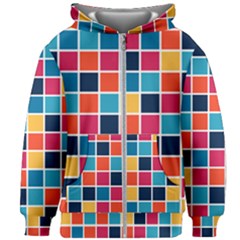 Square Plaid Checkered Pattern Kids  Zipper Hoodie Without Drawstring by Ravend