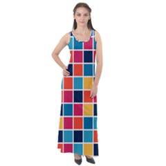 Square Plaid Checkered Pattern Sleeveless Velour Maxi Dress by Ravend