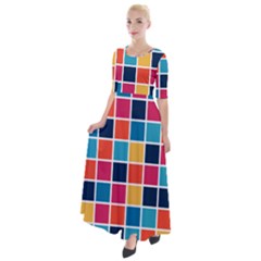 Square Plaid Checkered Pattern Half Sleeves Maxi Dress by Ravend