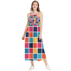 Square Plaid Checkered Pattern Boho Sleeveless Summer Dress by Ravend