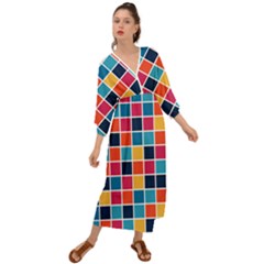 Square Plaid Checkered Pattern Grecian Style  Maxi Dress by Ravend