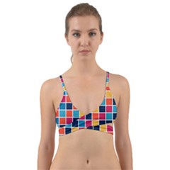 Square Plaid Checkered Pattern Wrap Around Bikini Top by Ravend