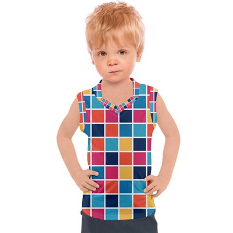 Square Plaid Checkered Pattern Kids  Sport Tank Top by Ravend