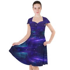 Abstract Colorful Pattern Design Cap Sleeve Midi Dress by Ravend