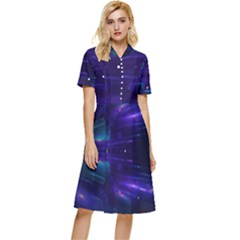 Abstract Colorful Pattern Design Button Top Knee Length Dress