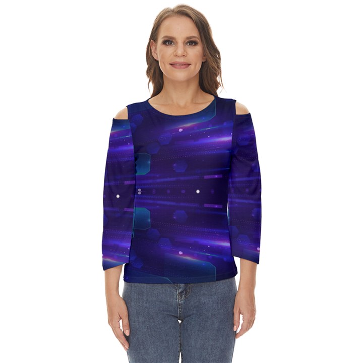 Abstract Colorful Pattern Design Cut Out Wide Sleeve Top