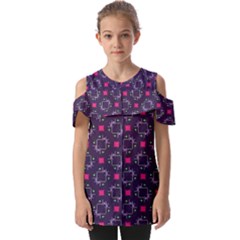 Geometric Pattern Retro Style Fold Over Open Sleeve Top by Ravend