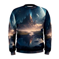 Space Planet Universe Galaxy Moon Men s Sweatshirt by Ravend