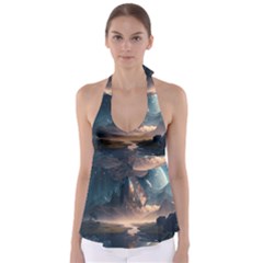 Space Planet Universe Galaxy Moon Babydoll Tankini Top by Ravend