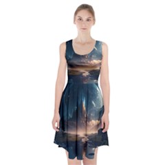 Space Planet Universe Galaxy Moon Racerback Midi Dress by Ravend